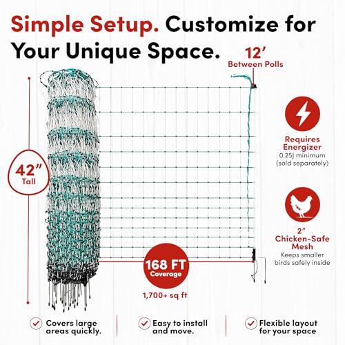 RentACoop Poultry Netting Electric Fence - 48" H x 168' L