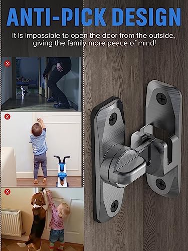 90/180 Degree Flip Barn Door Lock, Sliding Door Latch, Grey-2PCS | Protect Privacy - Security Lock, Small Gate Latches Hardware for Barn, Garden, Bathroom, Cabinet, Window - color: Grey-2PCS