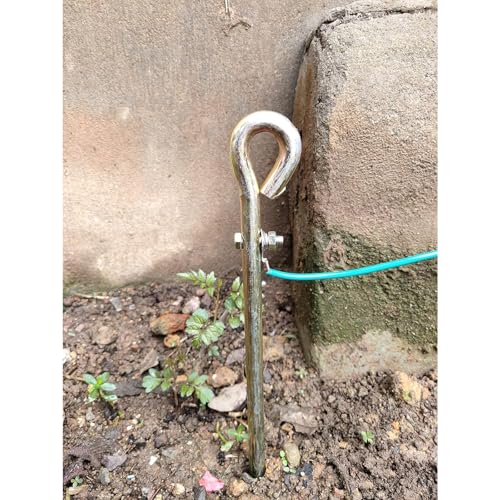 MOKIKUBA- Portable Ground Rod - Grounding Pin with Ground Wire Lug | Great for Electric Fences,Antennas,Satellite Dishes,Ground Post Pin,Tie Out Stake (Set of 10) - style: Set of 10