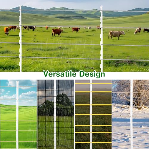 25Pack,48 Inch Heavy Duty Electrical Fence Post - UV Resistant Plastic Fence Posts for Livestock, Garden & Pasture, Easy Installation No Dig (White) - color: White