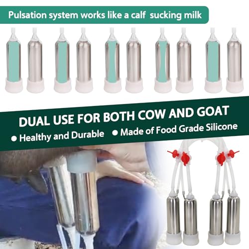 14L High Power Cow Milking Machine Portable Rechargeable Pulse & Vacuum | 304 Stainless Steel Bucket, Portable Pulsation Vacuum Pump Milker Rechargeable Battery Dairy Farm Milking Equipment - size: 14L High Power Cow Electric Milker