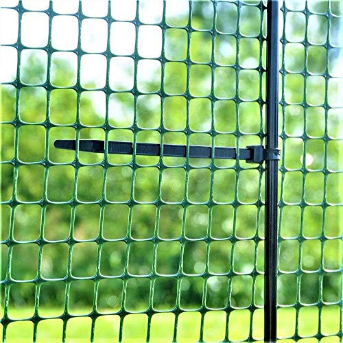 One Step Temporary Fencing KIT–50' x 36"–8 Black Posts–No Tools, Quick & Easy to Install, No Slipping or Sagging, Reusable. Animal & Deer Barrier for Flower Beds, Gardens. Fence in Chicken, Pets