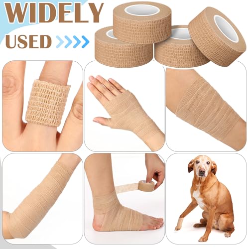 Treela 36 Pcs Self Adherent Bandage 1" X 5 Yard Wrap Breathable Cohesive Bandage Elastic Adhesive Tape for Stretch Athletic Sports Wrist Ankle(Nude) - color: Nude, size: 1" X 5 Yard