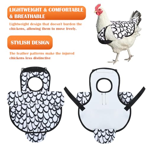 Chicken Saddles for Hens, Chicken Apron Back Protector for Hens with Adjustable Strap, Chickens Hen Mating Saddle with Wing Cover-White - color: White