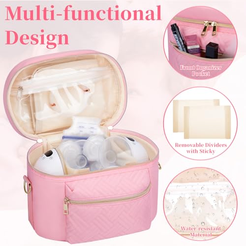 GDNasist Wearable Breast Pump Bag, Pumping Bag with Mat & Shoulder Strap | Portable Pumps Carrying Case Bag Compatible with Willow/Elvie/Medela/Momcozy for Nursing & Working Moms, Pink - color: Pink