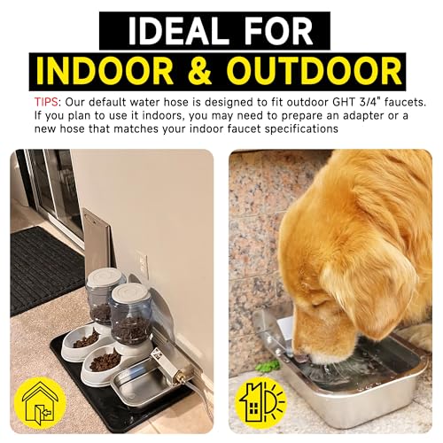 PETIMI Automatic Water Dispenser for Dogs, 101oz Outdoor Dog Water Bowl, 304 Stainless Steel Water Feeder for Small to Large Pets, Large Livestock Waterer, Anti-Tipping, Water Auto-Fill, Easy to Clean