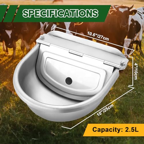 MAOPINER Automatic Water Dispenser Bowl, Stainless Steel Animal Waterer | Farm Water Bowl for Dogs, Horses, Cattle, Goats and Sheep, Float Valve Waterer Without Drainage Hole