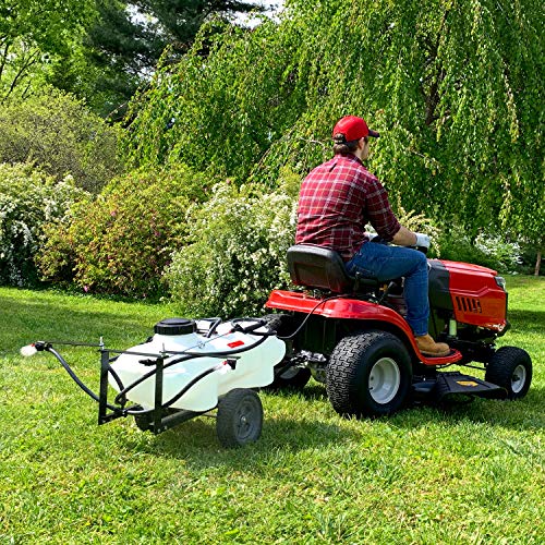 Brinly ST-152BH-A Self-Storing Tow Behind Lawn and Garden Sprayer with Collapsible Boom, 15-Gallon, Matte White - color: Matte White