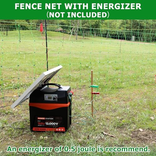 Electric Poultry Netting, 47.2" H x 164' L Electric Fence Netting | for Livestock, Cattle, Sheep, Goat, Is Robust and Durable, Requires No Assembly, Lightweight and Portable - size: 47.2" H x 164' L