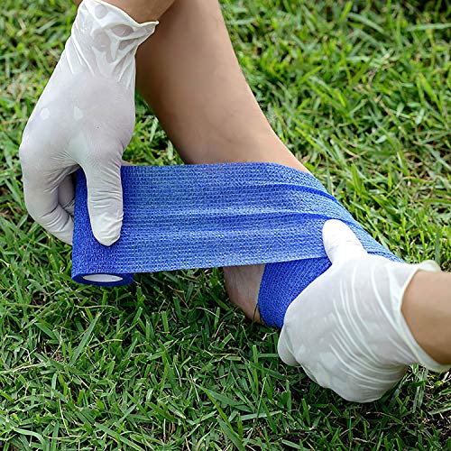 Self Adherent Cohesive Bandages Wrap 6 Count 2" x 5 Yards, Medical Tape, Adhesive Flexible Breathable First Aid Non Woven Rolls, Stretch Athletic, Ankle Sprains & Swelling, Sports - color: Beige, size: 6 Count (Pack of 1)