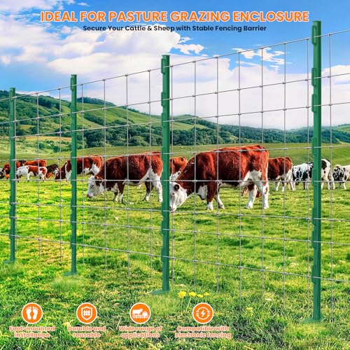 25 Pack Electric Fence Posts, 48 Inch (4 FT) Temporary Plastic Step-in Fence Post for Electric Fencing and Yard Protection
