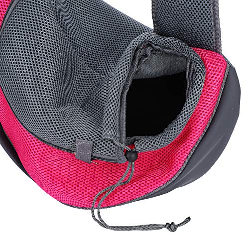 Dog Pet Sling Carrier Puppy Cat Sling Mesh Carrying Bag Adjustable Strap Breathble Small Dog Cat Satchel Carrier Hand Free Safe Front Backpack Soft Foldable Pet Purse Pouch Travel Outdoor - color: Rose Red
