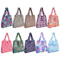 Reusable Grocery Shopping Bags 6|10 Pack, Foldable Tote Bags, Machine Washable Nylon Shopping Totes for Groceries - color: Flower-10pcs