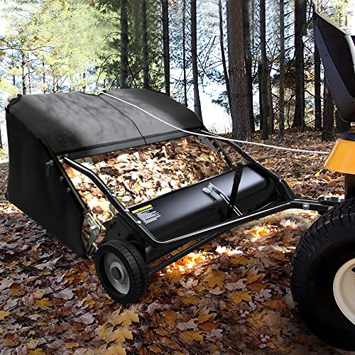 YITAMOTOR 48" Tow Behind Lawn Sweeper, 20 cu. ft.Leaf Collector | 48" Lawn Sweeper with 20 cu.ft Hopper, Dumping Rope, Adjustable Height. Tow Behind for Picking up Debris & Grass