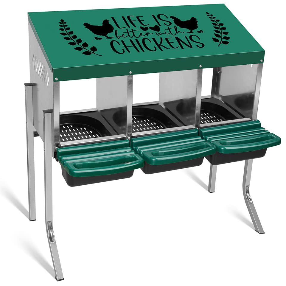 Tgeyd Nesting Boxes - 3 Holes for Laying Eggs - Chicken Brooder Box with Perch - Coops for 3 Up to 12 Chickens - size: 3Holes