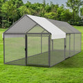 NUGRIART Metal Chicken Coop with Waterproof Cover, 118"x40"x40" Portable Poultry Cage, Outdoor Backyard Farm Hen House & Chicken Run for Chickens, Ducks, Rabbits and Small Pets - size: 118"L x 40"W x 40"H