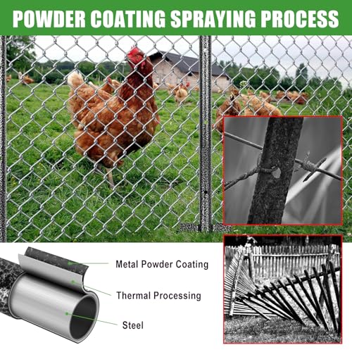 6.7FT T Posts for Fencing, 8 Pack Metal Fence Poles with Threaded Splice Design & 100 Zip Ties, No Dig Steel Fence Stakes for Garden, Farm and Animal Barrier - size: 6.7 FT