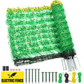 TMEE Electric Fence Netting Livestock Fencing for Goat with 14 Posts Double Spiked, Portable Mesh for Sheep, Deer, Hogs, Dogs in Backyards, Farms and Ranches, 49.6" H x 164' L, Green - size: 49.6" H