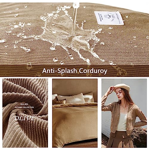 KALIDI Corduroy Tote Bag, Large Slouchy Hobo Messenger Crossbody Bag | Anti Splash Zipper Side Pockets Shoulder Bag Adjustable Strap Lightweight Casual Work Shopping Women - color: Light Kakhi