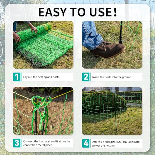 PPOLB Electric Fence Netting - 42.5" H x 164' L, Portable Movable Livestock Nets Mesh for Goats, Sheep, Hogs, Dog, All-Purpose Electric Fencing for Backyards, Homesteaders, Farms Ranches, and Gardens - size: 42.5" H x 164' L Livestock