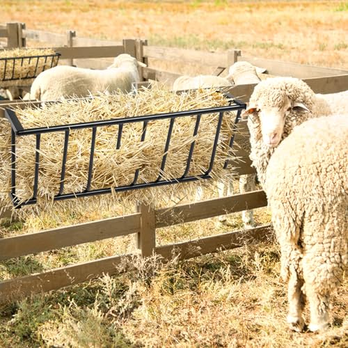 Outvita Horse Hay Feeder, 40.5'' Long Livestock Hay Feeder with 25 Gallon Large Capacity, Carbon Steel Wall Mounted Hay Rack for Horses, Sheep, Goats, Indoor Outdoor Uses(Black) - size: 40.5 in