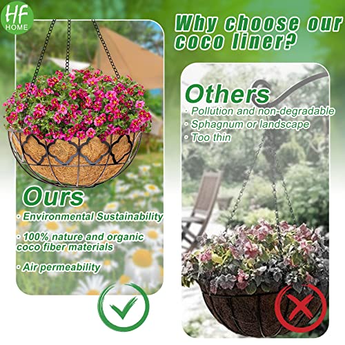 HFHOME 2PCS 12" Round Coco Liner , 12 inch Coco Fiber Replacement Liner for Hanging Basket - color: 2pcs, size: 12-in