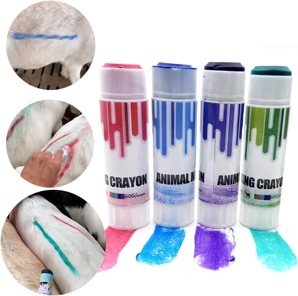 Livestock Identification Marking Crayon, 12PCS High Visibility, Non-Toxic Livestock Marking Crayon with Cover for Marking Wet or Dry Animal Fur and Skin, for Cattle Sorting, Grading, Inoculation (12)
