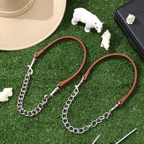 Misdary 2 Pcs Goat Show Collars, Adjustable 14"-24" Iron Chain Halter for Sheep, Horses, Dogs, Cows & Calves, Farm Animal Supplies Accessories Animal Lovers Gift (14'',Brown) - color: Brown