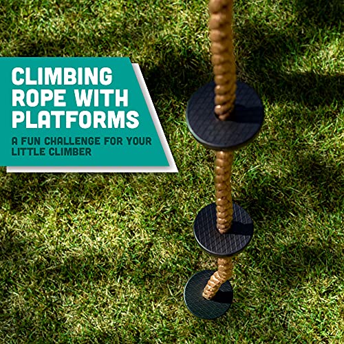 Squirrel Products 6.5 ft Climbing Rope with Platforms - Swing Set Accessories - Additions & Replacements for Active Outdoor Play Equipment