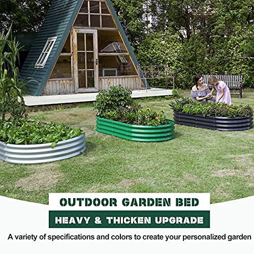 Land Guard 8×4×1 ft Galvanized Raised Garden Bed Kit，Raised Garden Boxes Outdoor, Oval Metal Raised Garden Beds for Vegetables（Grey）……… - color: 2-grey, size: 8×4×1ft(1pcs）