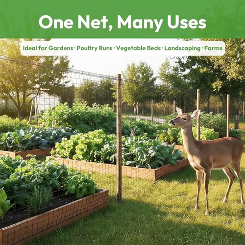 Deer Fence Netting 4ft x 75ft, Heavy Duty Plastic Mesh Deer Netting with Pre-Strung Reinforced Edge, Reusable Temporary Garden Fence, Animal Barrier for Yard, Poultry & Pets, Protect Plants & Crops - size: 4ft X 75ft