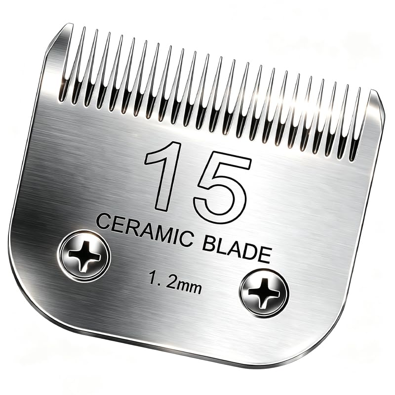 Detachable Pet Clipper Blades Dog Grooming Clipper Replacement Ceramic Blades, Compatible with Andis, Wahl, Oster(Size 15#,Cut Length 1.2mm) - size: 15# (1.2mm)