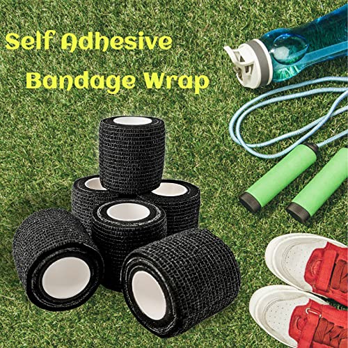 24 Rolls Black Elastic Self Adhesive Bandage Wrap 2 Inch, Breathable Cohesive Bandage, Ankle Sprains Swelling Medical First Aid Sports Athletic Grip Tape, Dogs Pet Vet Wrap - color: 2 Inch-24 Count Black