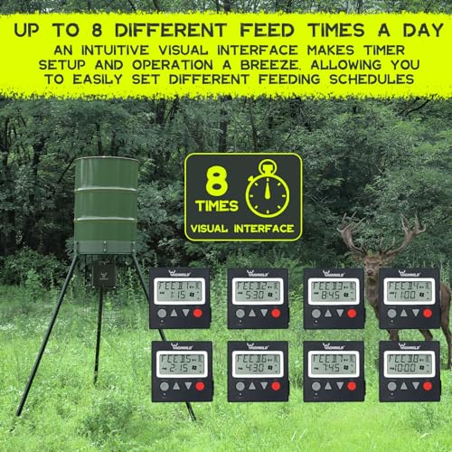 Highwild 6V/12V Universal Game Feeder Digital Timer | Up to 8 Feed Times Deer Feeder Timer with Adjustable Feed Duration, Motor Speed, LCD Display, and Memory Function for Hunting