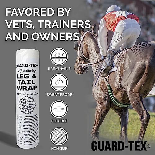 White Leg & Tail Wrap - 3" x 30 Yards Self Adhesive Waterproof Vet Wrap for Horses, Dogs & Other Animals - Cohesive Vet Tape, Pet Bandage, and Wound Wrap