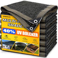 JOJOLEE 40% Sun Shade Cloth, 12x12FT Shade Net Mesh Tarp with Grommets, Black Sunblock Cover for Outdoor Patio Plants, Pergola, Greenhouse, Chicken Coop, Backyard, Balcony - size: 40%-12 x 12FT