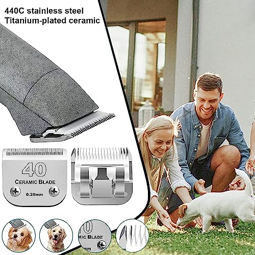 3PCS 40 Blades Dog Grooming Blades Compatible with Andis/Wahl Dog Clipper | Cut Length 1/100"(0.25mm),Dog Clipper Blade compatible with Oster A5 ,Ceramic Blade & Stainless Steel Blade - color: 3pack #40
