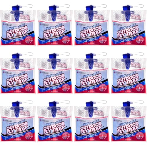 Fly Traps Outdoor Fly Trap for Patio. 12 Non-Toxic Pre-Baited Flies Bags Outdoor Disposable. Hanging Bug Catchers for All Filth Flies Killer for Outside Bug Control in Yard Horse Ranch Trash Can - style: 12pk
