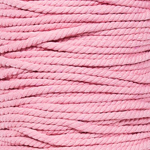 Twisted Natural Cotton Rope - 1/4 Inch - Solid Colors - Variety of Lengths and Colors to Choose from - color: Pink, size: 10 feet