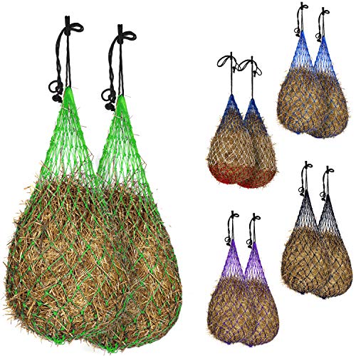 Majestic Ally Hay Net, Set of 2, Length - 54”, Holes 3"x3" for Horses - color: Light Green