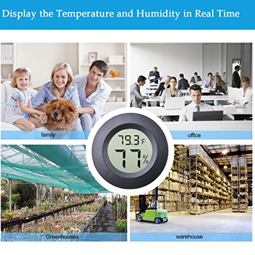 2-Pack Mini Hygrometer Thermometer Meter Digital LCD Indoor Room Monitor | Fahrenheit / Celsius Display Round Humidity Temperature Gauge for 3D Printers Guitar Case Greenhouse Reptile Incubator