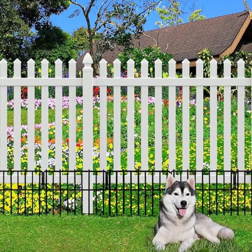 Thrivinest 30 Pack Animal Barrier Fence, No Dig Fence Decorative Fences, Rustproof Metal Small Garden Fence Border for Dogs Rabbits (Black, 30 Pack,30Ft) - color: Black, size: 30 Pack,30Ft