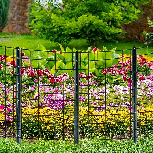 (4 Sizes: 4-5-6-7 Feet) LADECH 4 Feet Sturdy Duty Metal Fence Post with 20 Zip Ties & 20 Post Clips – Garden U Posts for Fencing (4 Feet - Light - Set 10) - style: 4 Feet - Light - Set 10
