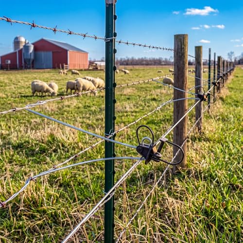 Pangda 12 Pcs 12 Inch Offset Electric Fence Wire Insulators Black Post Pinlock Insulator Post Clips for Tape Rope Electric Wire Animal Agricultural Farm Garden