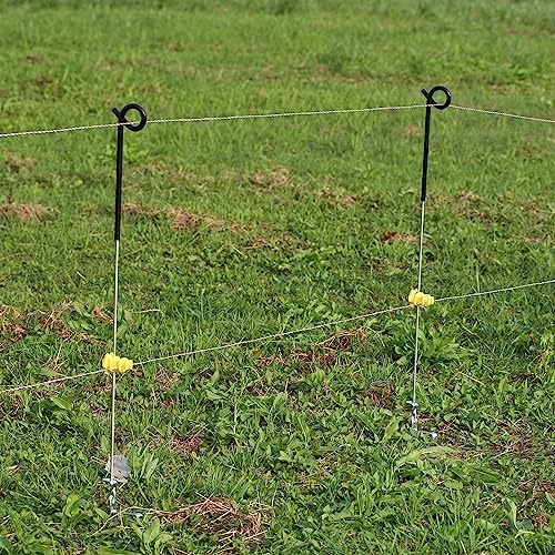 25-Pack Screw-Tight Electric Fence Round Post Insulator, Yellow | Wire Holding ·Two-Piece Design · Fits Round Posts · For Wire & Polywire - color: Yellow