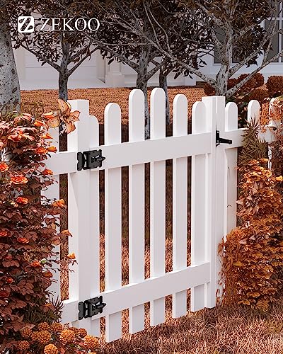 ZEKOO Stainless Steel Gate Hardware Kit, Self Closing Gate Hinges & Latch | Rust Proof, Use for Vinyl Fence Gate and Wood Fences Gate, Heavy Duty 2 Gate Latches 4 Gate Hinges (Black) - color: Black Two Set