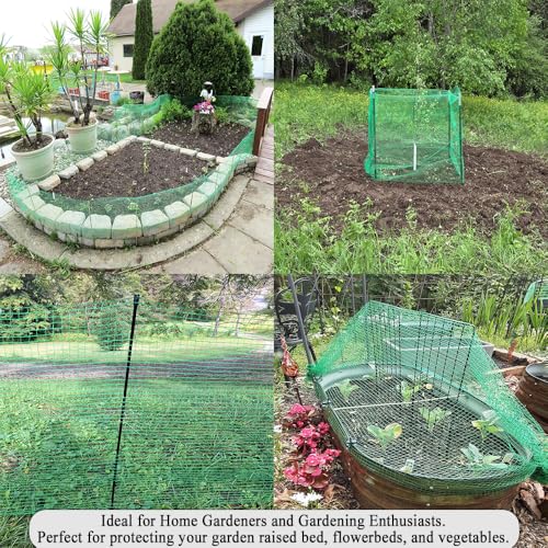 Junflying 4x100 FT Deer Fence Netting, 1/2” Garden Fence Animal Barrier | Woven Temporary Plastic Mesh Netting for chicken, poultry garden protection. Shield vegetables & fruit trees from wildlife.