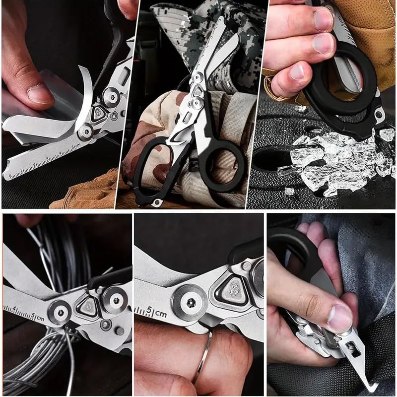 6-in-1 Heavy-Duty Emergency trauma shears (Black Pink) - color: Black Pink