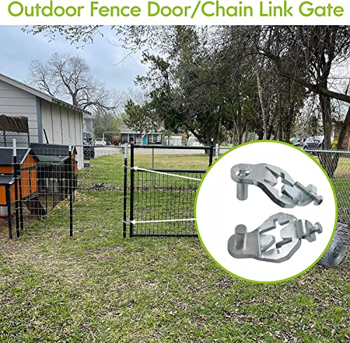 T-Post Gate Hinge Pins - Heavy Duty Gate Hanger, Hang a gate from a Metal T Post, Steel Gate Hinges Target Hanger for Farm Gate, Garden & Backyard Gate, Easy to Install. (Patent) - color: Silver