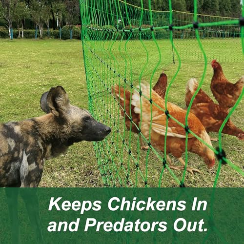2 Pack Premium Portable Pre-Assembled Poultry Netting Electric Fence 47.3" x 98.5', Green,Utility Portable Mesh for Chickens, Ducks,Geese,Rabbits,Used in Backyards,Farms,and Ranches